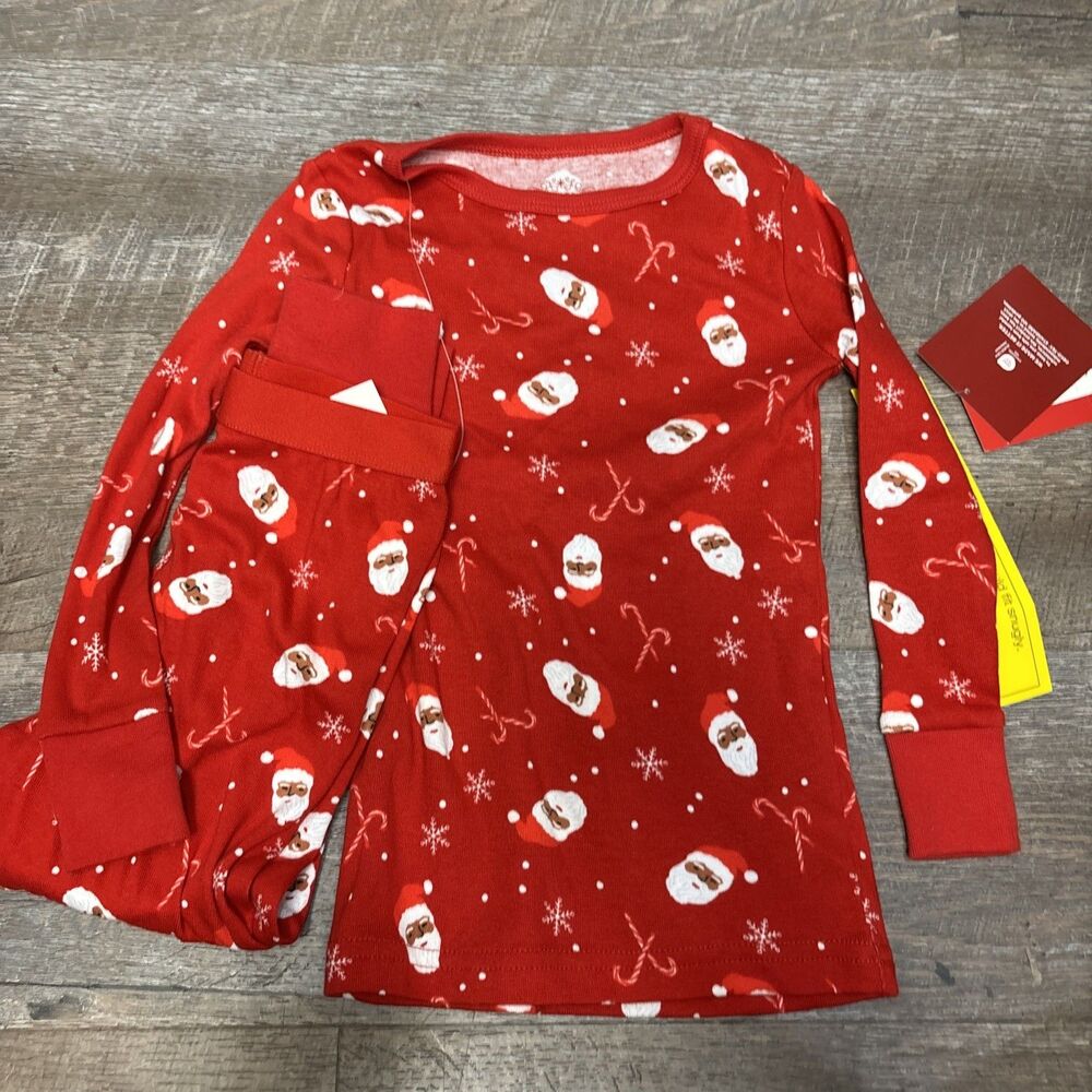 Wondershop Toddler Size 3T Christmas Santa Print Pajama Set Red Cotton New